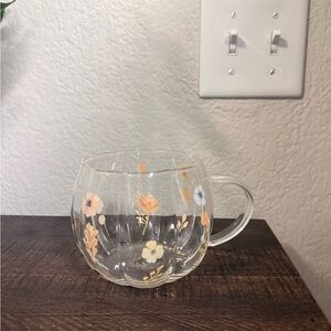Glass Mug with Floral Design